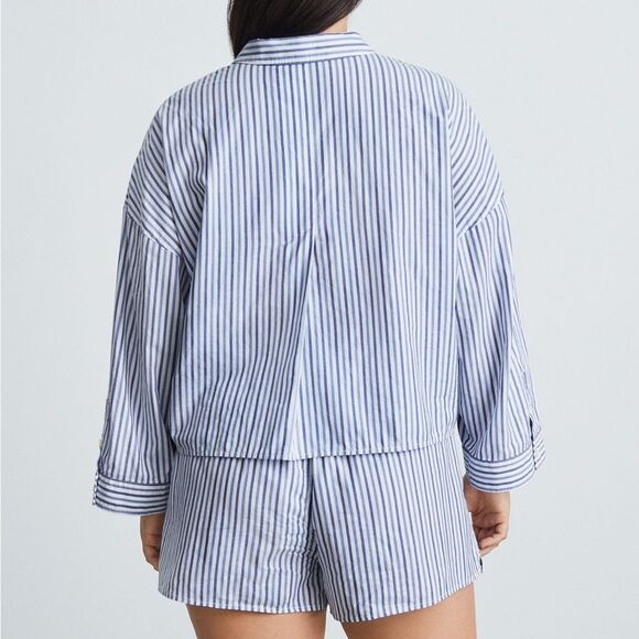 Everlane The Woven P.J. Top Cotton Blue Stripes Size XS NWT - Picture 3 of 7
